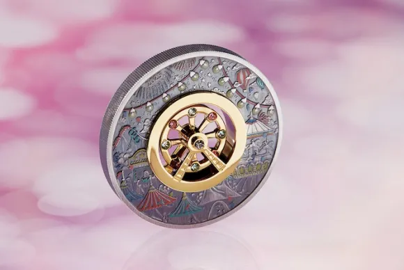 Riesenrad 2 Unzen Silbermünze Antik Swarovski 2025