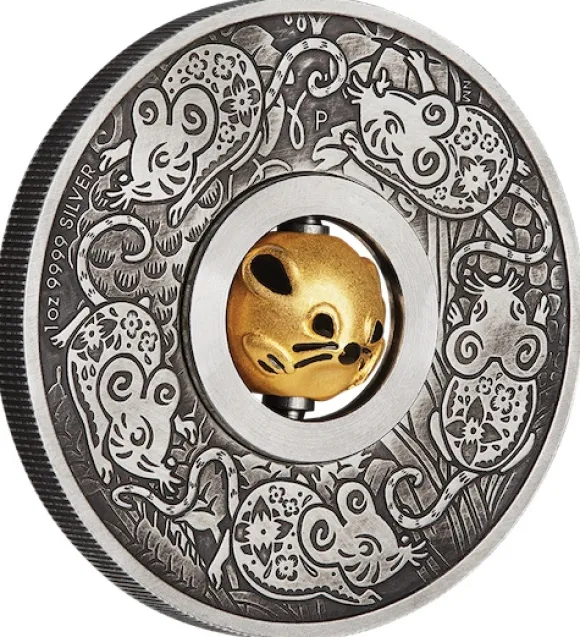 Rotating Maus 1 Oz Silber Antik 2020 + Box +COA*