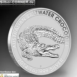Salzwasser Krokodil 1 Oz Silber 2014 *