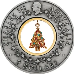 Santas Workshop 2 Oz Silber Antik vergoldet 2025 +Box +COA