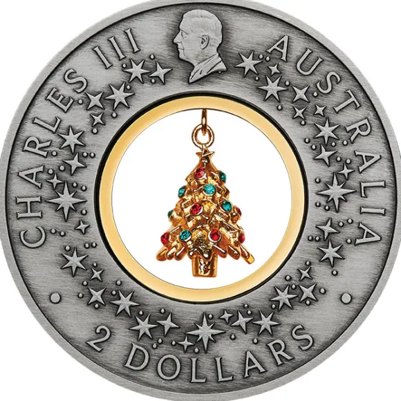 Santas Workshop 2 Oz Silber Antik vergoldet 2025 +Box +COA