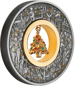 Santas Workshop 2 Oz Silber Antik vergoldet 2025 +Box +COA