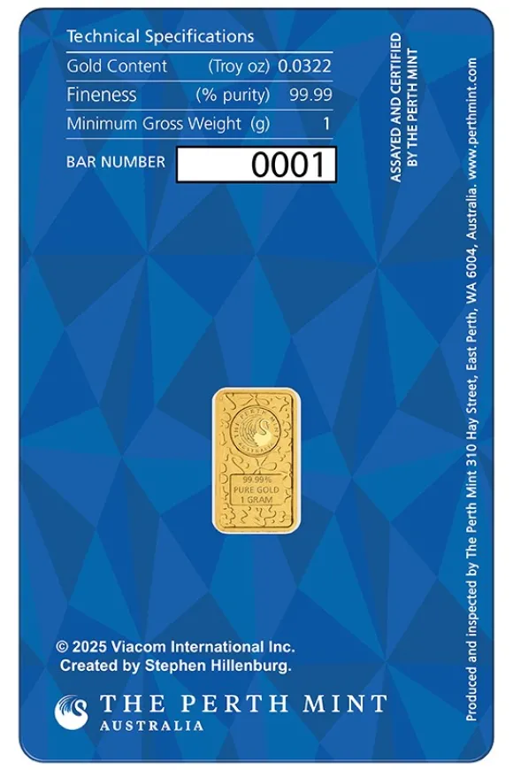 Sponge Bob 1 Gramm Goldbarren - Perth Mint