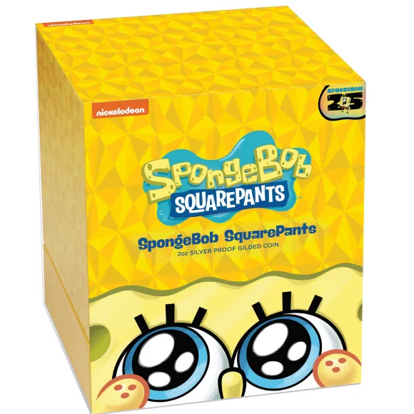 Spongebob 2 Unzen Silber Proof vergoldet 2024 + Box + COA