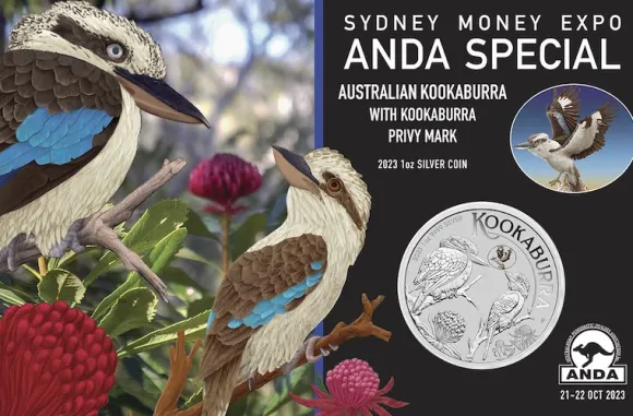 Sydney Money Expo Kookaburra 1 Oz Sliber Privy Mark Kookaburra 2023