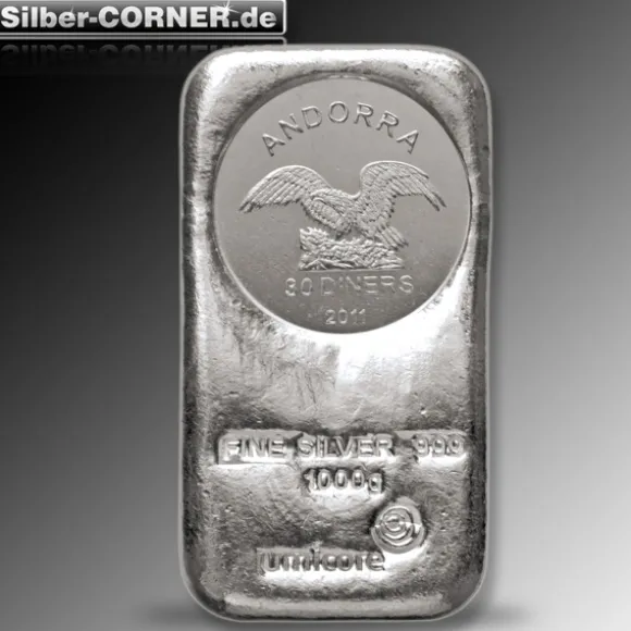 Umicore 1 Kg Silber Münzbarren Andorra 30 Diners*