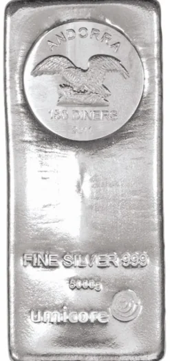 Umicore 5 Kg Silber Münzbarren Andorra 150 Diners *