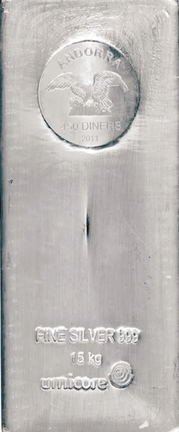 Umicore 15 Kg Silber Münzbarren 450 Diners *