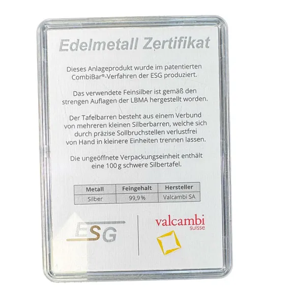 Valcambi Combibar 100 x 1 Gramm Silber