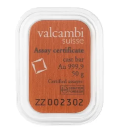 Valcambi 50 Gramm Goldbarren gegossen