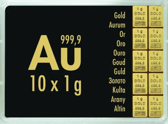 Valcambi 10 x 1 Gramm Gold Combibar