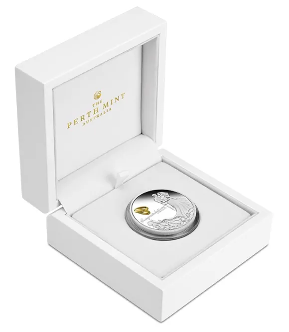 Wedding / Hochzeit 1 Unze Silber Proof 2021 + Geschenkbox *