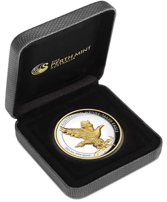 Wedge Tailed Eagle 2023 5 Oz Silber Gilded Relief Proof + Box +COA