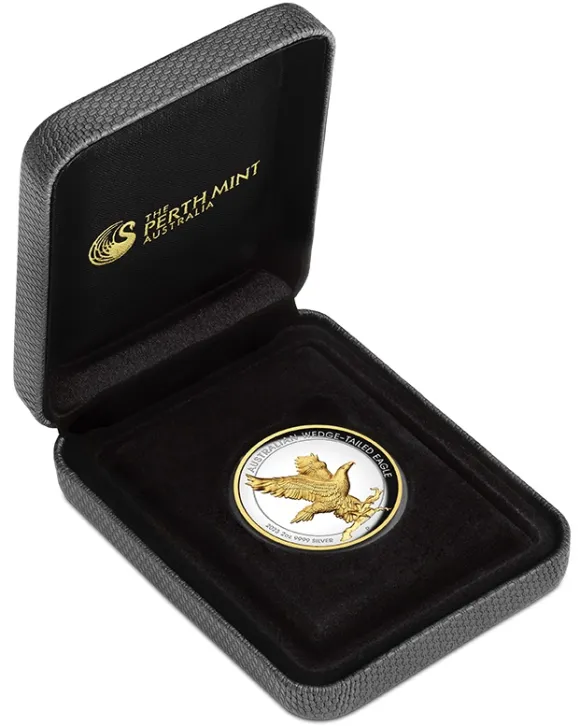 Wedge Tailed Eagle 2 Oz Silber High Relief Gilded 2023 + Box + COA*