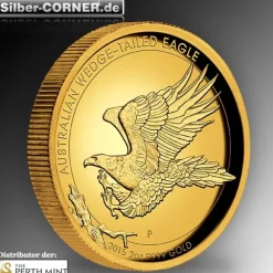 Wedge Tailed Eagle 2 Unzen Gold High Relief 2015 +Box +COA