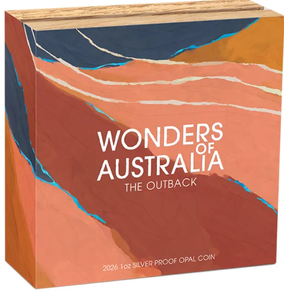 Wonders of Australia -Outback - Opal 1 Oz Silber Proof 2026 +Box +COA