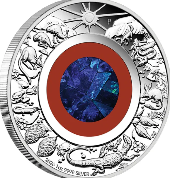 Wonders of Australia -Outback - Opal 1 Oz Silber Proof 2026 +Box +COA