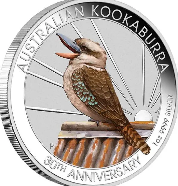 World Money Fair Kookaburra 1 Unze Silber farbig 2020 +Box +COA*