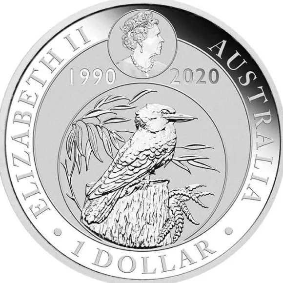 World Money Fair Kookaburra 1 Unze Silber farbig 2020 +Box +COA*