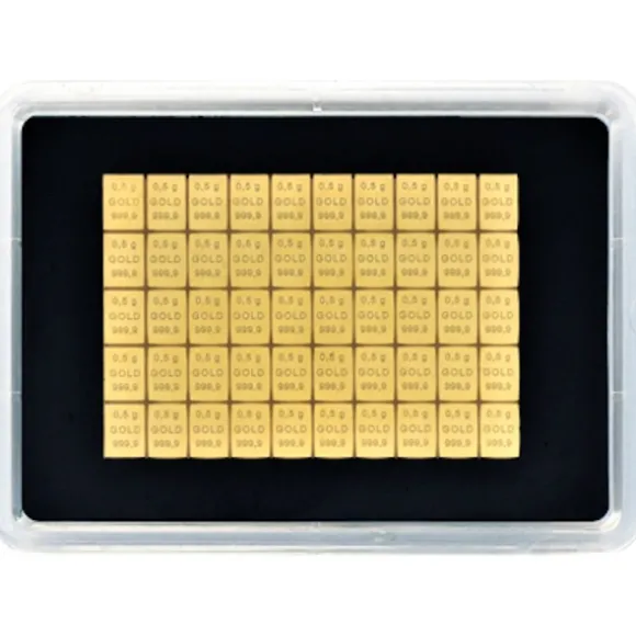 50 x 0,5 Gramm Combibar Goldbarren Valcambi