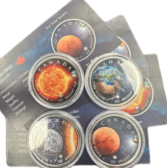 4 x 1 Oz Maple Sonnensystem Motive: Sonne,Merkur,Mars,Erde*