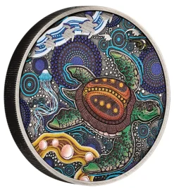 Yaunati Turtle 2 Oz Silber Antik-Finish coloriert 2026 + Box + Zertifikat